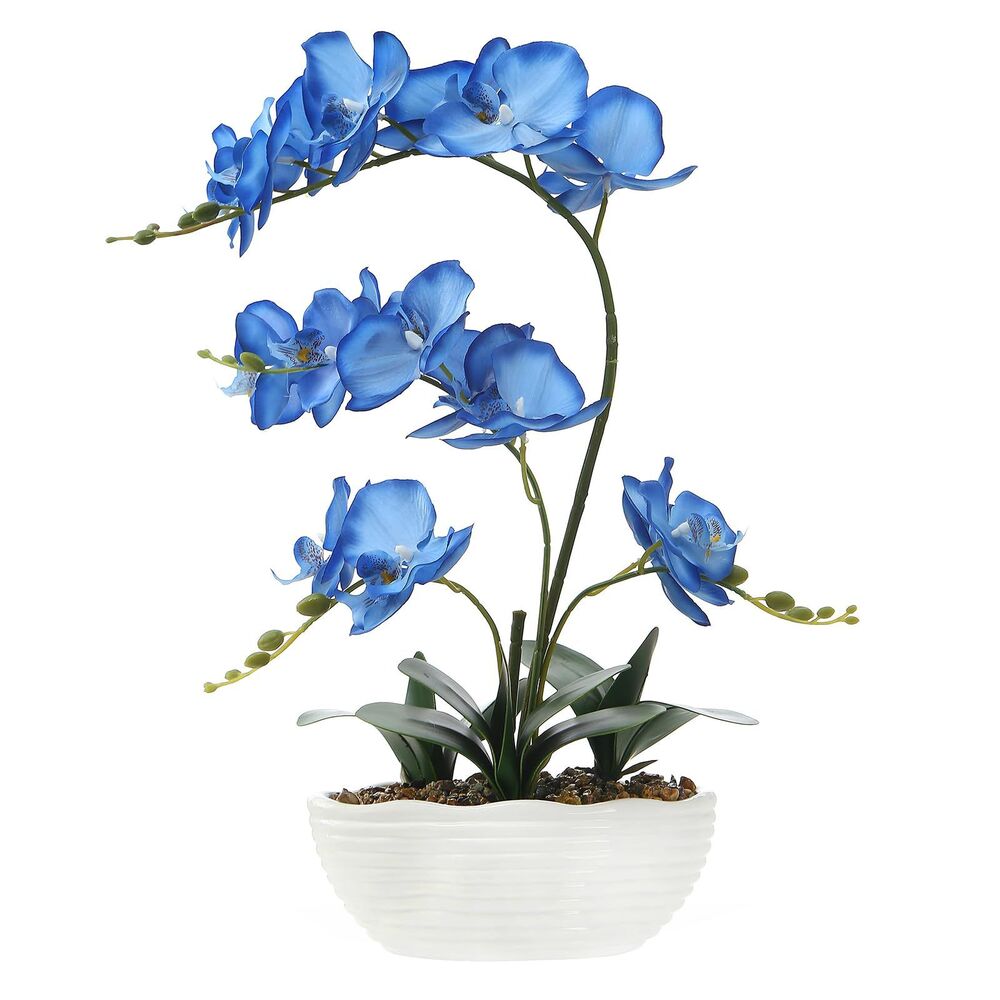 GreenHouzz Large Silk Orchid in Wave Pot 19" Phalaenopsis Centerpiece for Table